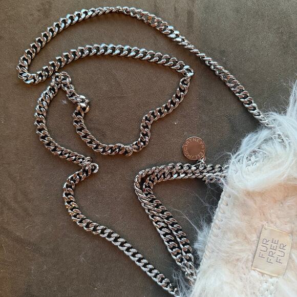 NEW Stella Mccartney Falabella Mini Fur Tote Bag Silver Chain - Picture 9 of 16